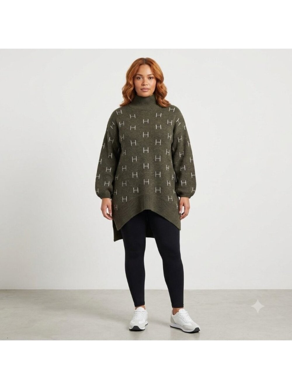 HÉST Fam Knit Long Sweater US L Moss Mohair Wool Blend Oversized Scandi Style